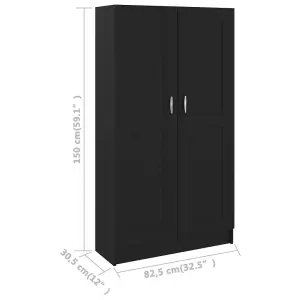 Berkfield Book Cabinet Black 82.5x30.5x150 cm Engineered Wood