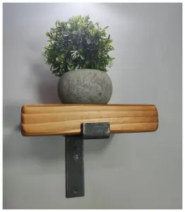 Handmade Wooden Rustic Flower Shelf Bracket Bent Down 17.5 x 20cm Light Oak