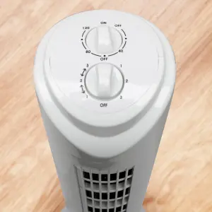 Daewoo 32" Tower Fan Slim Design 3 Speed Oscillating with Timer White COL1570GE