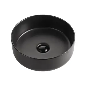 Stefan Matt Black Ceramic Rounded Counter Top Basin (W)360mm