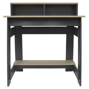 Watsons Office Desk With Two Cubbies And Shelf  Light Oak  Dark Grey