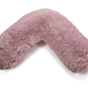 Teddy Cuddles V Shaped Complete V Pillow  For Neck Maternity Back Support Soft Warm Plush Cosy Fleece V Shape (Blush Pink)