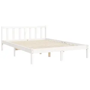 Berkfield Bed Frame with Headboard White King Size Solid Wood