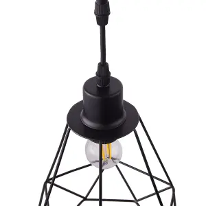 Black Modern Industrial Style 3-head Floor Lamp with Irregular Shade, Assembly Required