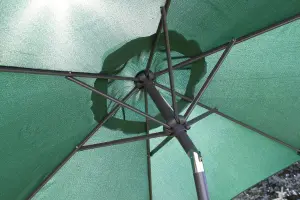 2.1M Wide Garden Parasol Umbrella With Tilt and Crank  (Green)