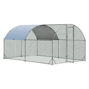 Costway 3.8 x 2.8 M Large Metal Chicken Coop Walk-in Poultry Cage W/ Waterproof Sun-protective Cover