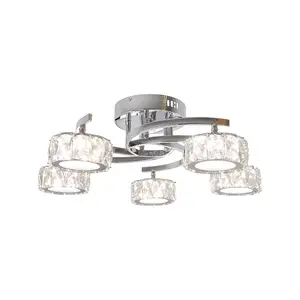 Dilan 5-Light LED Polished Chrome Semi-Flush Ceiling Light