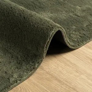 Rug HUARTE Short Pile Soft and Washable Forest Green 80x150 cm