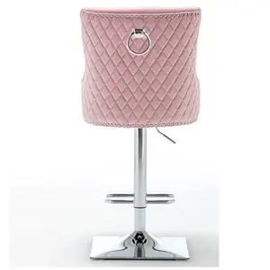 Portland Swivel Upholstered Adjustable Height Counter Stool with Metal Frame Pink