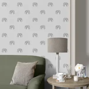 Sophie Allport Grey Wildlife Pearl effect Embossed Wallpaper