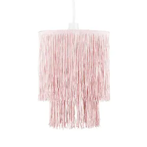 ValueLights Nabella Modern 2 Tier Pink Tassel Ceiling Pendant Light Shade