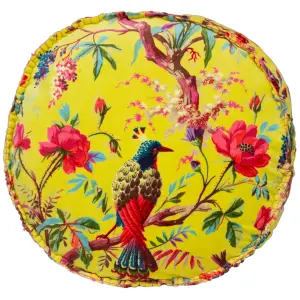 Paoletti Paradise Tropical Velvet Round Polyester Filled Cushion