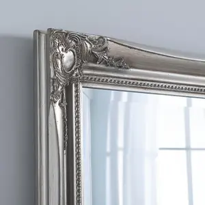 French Style Carved Mirror Silver 166x60cm