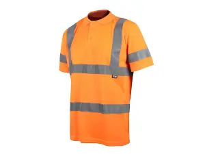 High Visibility Orange Safety Polo Shirt - Size L (42 inches) for Workers and Outdoor Activities