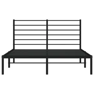 Berkfield Metal Bed Frame with Headboard Black 140x200 cm