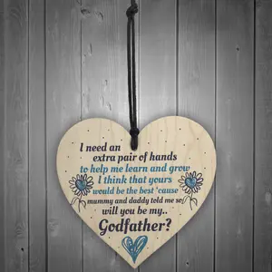 Red Ocean GODMOTHER GODFATHER Will You Be My Godfather Wooden Heart Plaque Goddaughter Godson Christening Asking Gifts