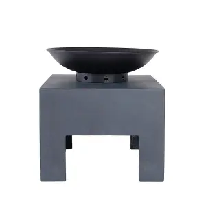 Charles Bentley Fire Pit with Metal Fire Bowl and Square Concrete base