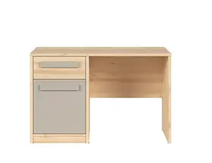 Desk with Drawer Storage Cupboard Office Study Beech Effect Beige Grey Namek