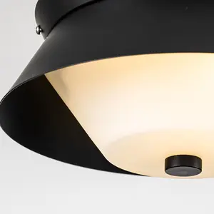 Luminosa Bowtie 2 Light Bathroom Ceiling Light, Matte Black IP44