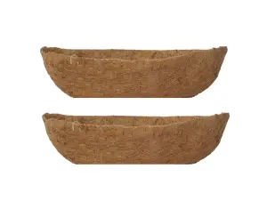 2 x Natural Coco Wall Trough Liner Cupped Shaped Coco Liner for a 24 Inch Wall Trough Basket