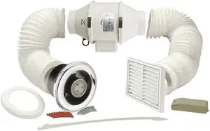 AirTech-UK Inline Bathroom Loft Extractor Fan Kit with LED Light and Run on Timer 100mm  / 4""