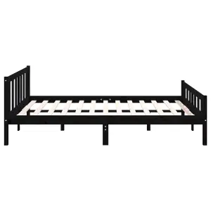 Berkfield Bed Frame Black Solid Wood 150x200 cm King Size