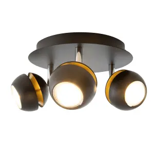 Austin 3 Plate Black and Gold Spotlight by Arlec