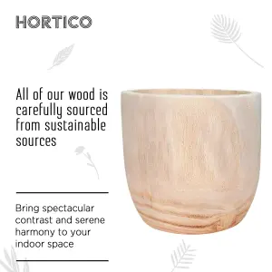 HORTICO™ Indoor Plant Pot, (Dia) 26cm RADIAL Round Wooden Planter for House Plants with Waterproof Liner D26 H24 cm, 8.4L