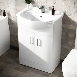 Nes Home 550mm Basin Vanity, Close Coupled Toilet and Round Bath