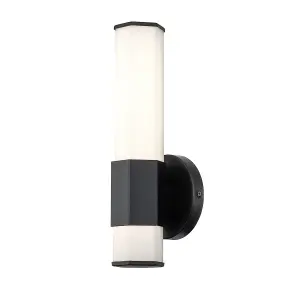 Luminosa Hinkley Facet Integrated LED Bathroom Wall Lamp Matte Black, 3000K, IP44