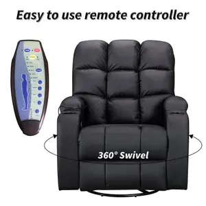 WestWood Leather Massage Recliner Chair Sofa Rocking Swivel Armchair Remote Control Black