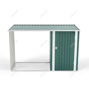 8 x 3 ft Garden Metal Furniture Storage Tool Shed with Pent Roof Lockable Door,Green