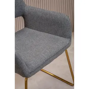 Interiors by Premier Grey Dining Chair, High Quality Kitchen Chair, Back & Arm Support Fabric Chair, Easy to Clean Armchair