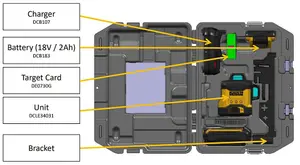 DeWalt DCLE34031D2 18V XR Compact Green Laser 3 x 360 Degree - 2 x 2.0Ah Battery