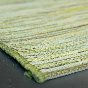 Green Outdoor Rug, Striped Stain-Resistant Rug For Patio, Deck, Garden, 5mm Modern Outdoor Area Rug-60 X 200cm (Runner)