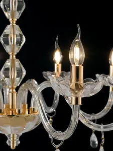 Luminosa RIFLESSO 5 Light Chandeliers Gold, Crystal 70x53cm