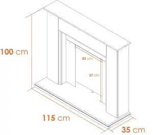 Adam Eltham Fireplace in Pure White with Downlights, 45 Inch