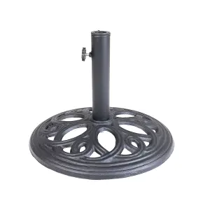 Charles Bentley 12kg Cast Iron Round Patio Umbrella Parasol Base Stand - Black