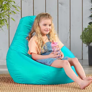 Veeva Kids High Back Bean Bag Aqua Blue Indoor Outdoor Childrens Bean Bags