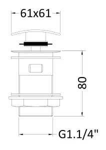 Square Slotted Push Button Basin Waste - Chrome