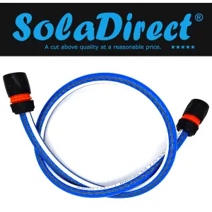 Garden Hose Pipe, 1 m / 3.2 ft Long + 2 x Connectors, Reinforced 6 Layer Non-Toxic 1/2" Watering Irrigation Hosepipe (Blue)