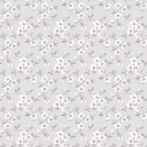 Galerie Secret Garden Grey/Pink Delicate Flower Trail Wallpaper Roll