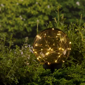 Lumineo Amber Solar Stake Globe Light 30cm