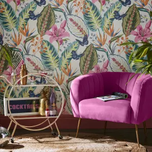 Envy Eden Multicolour Floral Smooth Wallpaper Sample