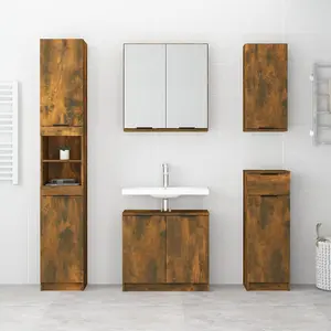 Berkfield Wall-mounted Bathroom Cabinet Smoked Oak 32x20x67 cm