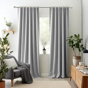 Grey Eyelet Total Blackout Thermal Curtains - 46 x 54 Inch Drop - 2 Panel