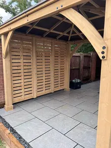 10ft x 10ft (3m x 3m) Meridian Gazebo with Privacy Wall & Wooden Bar Counter