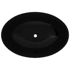 Berkfield Luxury Ceramic Basin Oval-shaped Sink Black 40 x 33 cm