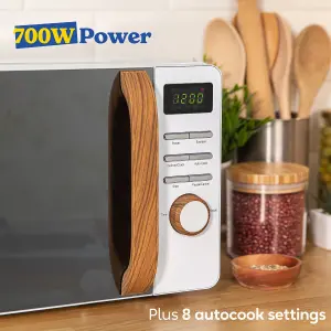 Russell Hobbs Scandi Microwave 17 Litre 700W White Wood Effect Digital RHMD714-N