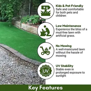 English Garden 30mm Outdoor Artificial Grass, Premium Artificial Grass,Pet-Friendly Artificial Grass-17m(55'9") X 2m(6'6")-34m²